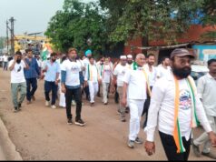 भिलाई बचाओ पदयात्रा’ पहुंची कुम्हारी कांग्रेसी कार्यकर्ताओं ने कदम से कदम मिलाकर साथ चलने की कही बात।