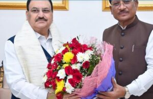 मुख्यमंत्री श्री विष्णु देव साय ने केंद्रीय स्वास्थ्य एवं परिवार कल्याण मंत्री श्री जगत प्रकाश नड्डा का किया आत्मीय स्वागत